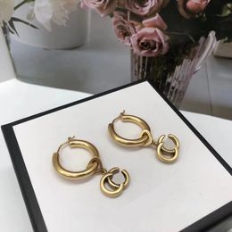 Luxury Designer Gold Charm Earrings Stylish simple letter pendant earrings Women's wedding party gift jewelry