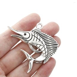 Pendant Necklaces 5pcs Tibetan Silver Swordfish Charms For Necklace Keychain Keyring Making Finding Men Jewellery Gift 50 56mm