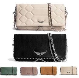 Wings Zadig Voltaire bag womens tote handbag Shoulder man Genuine Leather wing chain Luxury black wallet quilted Cross body