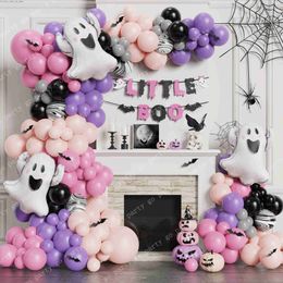 Other Event Party Supplies 127pcs Halloween Theme Purple Pink Cute Cartoon Ghost Foil Balloon Garland Arch Kit for Kid Girl Horror Party Decoration Supplie Q231010
