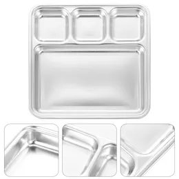 Dinnerware Sets Stainless Steel Plate Divided Tray: Portion Control Diet Plates Separator Dish Tray For Kids Dessert Lunch Pasta Sauce