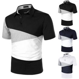 Men's T Shirts Men Spring Summer Fashion Sports Top Shirt Cotton Patchwork Buttons Lapel Short Sleeve Casual