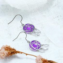 Dangle Earrings BOHO Fashion Drop Earring Transparent Enamel Pure Titanium For Women Girls Sensitive Ear Purple Dream Catcher Tassel