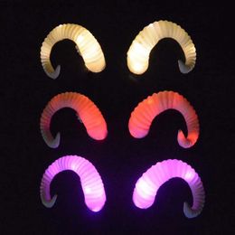 Other Event Party Supplies Adult Kids Simulation Goat LED Glow Light Sheep Horn DIY Blinking Hair Clip Gothic Craft Rave Costume Halloween Christmas Q231010