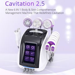 CE Approved 6 in 1 40Khz Vacuum Cavitation Fat Excrescence Removal Positioning Thinning RF Facial Massage Center for Lifting Skin Smooth with Laser Pads