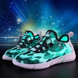 Unclajerry Fiber Optik USB Şarj Glow Ayakkabı Kızlar Kız Ayakkabı Hafif Koşu Spor ayakkabıları LED Hafif Yaz Ayakkabıları 210306236D