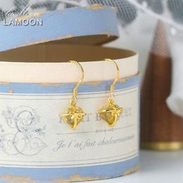 LAMOON 925 Silver Drop Earrings For Women Romantic Heart Natural Citrine Jewellery 14K Yellow Gold Plated Fine Jewellery LMEI013 B1204231w