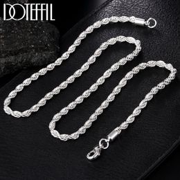 925 Sterling Silver ed Rope Chain Necklace 16 18 20 22 24 Inch 4mm For Women Man Fashion Wedding Charm Jewelry299S