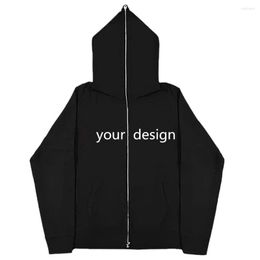 Men's Hoodies High Quality Unisex Men Cardigan Custom Full Face Print Oversized Street Zip Up Hoodie