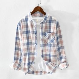 Outdoor T-Shirts Men's Plaid Shirts Long Sleeves Casual Cardigan Shirts Fashion Spring Autumn Shirts pocket summer Men Mens Bowling gym 231009