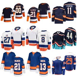 Hockey Team 11 Zach Parise Jersey Reverse Retro 21 Kyle Palmieri 29 Brock Nelson 13 Mathew Barzal 27 Anders Lee 8 Noah Dobson 44 Jean-Gabriel Pageau Series Kids Lady Man