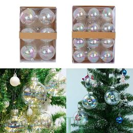 Christmas Decorations 6pcs/12Pcs Transparent Baubles Balls Decoration Hangings Iridescent Clear Plastic 6cm/8cm Christmas Ball Ornaments 231010