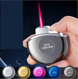 Latest Flying Saucer Style Torch Jet Lighter 5 Colours Inflatable No Gas Cigar Butane Windproof Lighters Smoking Tool Accessories Gift Box