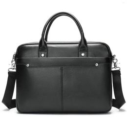 Briefcases Men Briefcase Bags Business Leather Shoulder Messenger Work Handbag 14 Inch Laptop Multifunctional Zipper