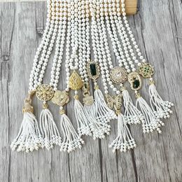 Chokers 1Pcs Handmade Golden Charm Pendant CZ Micro Pave Connector Shell Pearl Beads Chain Tassels Women Jewelry Necklace 231010