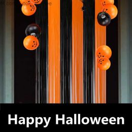 Other Event Party Supplies Halloween Backdrop Curtain Decoration Orange Black White Tinsel Fringe Foil Curtain Halloween Party Decorative Curtain Q231010