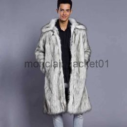 Men's Leather Faux Leather Men's new winter fur coat imitation fox fur large size long warm casual wool trench coat J231010