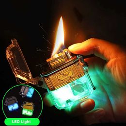 Lighters Luminous Quicksand Kerosene Lighter Tiktok Trend Item Outdoor Waterproof Camping Fire Starter Cool Refillable Petroleum Lighters 58JW