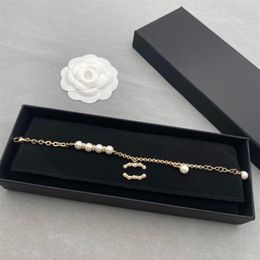 2022 New Women Bracelets Luxury Designer Diamond Pearl Gold Plated Jewelry Simple Rope Chain Adjustable High Quality Personality W248B