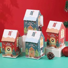 Gift Wrap 50pcs Christmas House Shape Candy Box With Tag Merry Decorations For Home Xmas Tree Ornament 2024 Year