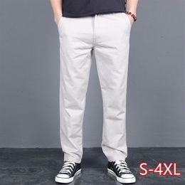 Trousers Pants Waist Loose Straight Business Summer 4XL Khaki White Plus Size Men Male Long Cotton Man Casual High Zipper201P