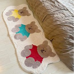 Carpets Small Bear Carpet Ins Cute Children's Bedside Rug Kids Room Baby Playmats Non-slip Floor Mat Bedroom Aesthetic Home Decor 231010