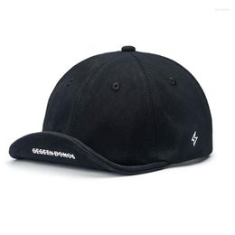 Ball Caps 3D Embroidery Soft Baseball Black Colour Japan Style Short Visor Hat Youth Fashion Hip Hop Adjustable Peaked Cap