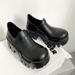 Balencigaa Shoes Sole Round Dress Gear Toe Pumps Cool Girl Leather Designer Platform Heighten Rubber Sewing Black All Season Punk