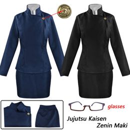 Zenin Maki Cosplay Costume Glasses Wig Jujutsu Kaisen Zenin Maki Cosplay School Uniform Sock Suit Halloween Costumes for Womencosplay