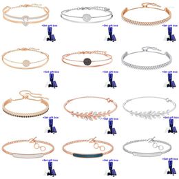 Link Bracelets S High Quality SL018 Original Series Double Row Of Brick Double-layer Ring Deciduous Pear-shaped Water Colour Crystal Bracelet