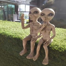 Other Event Party Supplies Resin Alien Statue UFO Sculpture Figurine Outdoor Home Garden Decor Halloween Ornaments Yard Decoration Miniatures Q231010