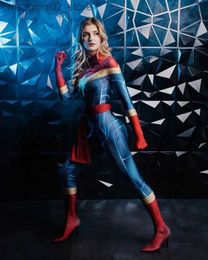 Theme Costume Adults Kids Female Halloween Carol Danvers Cosplay Come Superhero Zentai Suit Woman Girls Bodysuit Q231010