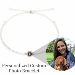 Charm Bracelets Circle Po Bracelet Projection Bracelets Personalized Custom Po Bracelet With Couple Memorial Jewelry Gift For Women Men 231009