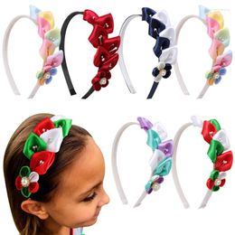 Hair Accessories Sweet Girl Pearl Headband Flower Ornament Hairbands Children Grosgrain Ribbon Hoop Elegant Head Band