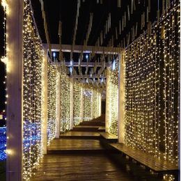 Other Event Party Supplies Curtain Light LED Icicle String Light Connectable Year Garland 3x13x23x36x3m Christmas Decorations For Home Festoon 231009