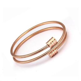 Men Women Charm Cuff Bangles Bracelets Simple Fashion Round Rose Gold Chain Link Wrap Bracelets Sporty Jewelry208l