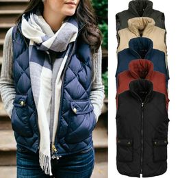 Women's Vests Hirigin Women Sleeveless Winter Jacke Thick Slim Fleece Solid Warm Waistcoat Sleeveless Vest Coat Jacket Plus S - 3XL 231010