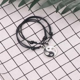 Charm Bracelets Yin Yang Tai Chi Bracelet For Women Men Gossip Friends Leather Rope & Pendants BFF Couple Jewellery Gifts1235h