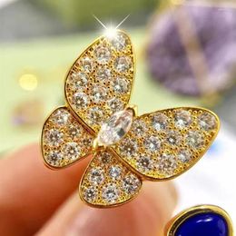 Backs Earrings Brand Plated 18K Gold Women Blue Lapis Butterfly Wedding Jewelry Gifts Set Luxury 925 Silver Earring Necklace Brace241Q