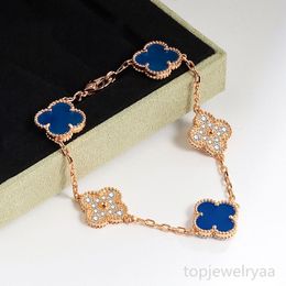 Ladies Luxury Fashion Glamour Diamond Plated agate Bracelet Pendant Four-leaf Clover Bracelet Designer length 19 cm 18 k gold bracelet for girls gift