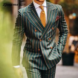 Men's Jackets Men Business Striped Print Coat Fashion Single Breasted Button Outerwears Man Casual Suit Blazer Autumn Turndown Collar Jacket 231010