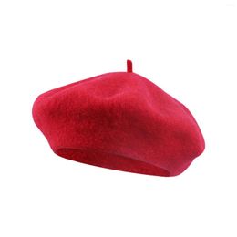Berets 2024 Women Hat Solid Colour Wool French Cap Artist Painter Autumn Winter Fashion Casual Warm
