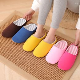 Slippers Concise Women's Indoor Japanese Style Solid Colour Flat Bottom Warm Men's Winter Silent Home Shoes Zapatillas De Casa