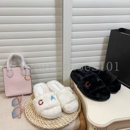 Top Quality Designer Luxury Women Slippers Ladies Wool Fur Slides Winter Fluffy Furry Warm Candy Colour Letters Sandals Comfortable Fuzzy Girl Flip Flop Slipper