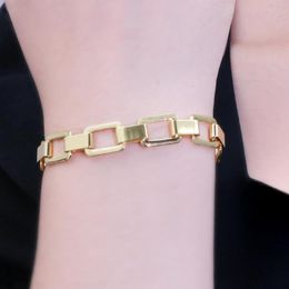 Link Bracelets 18K Gold-plated Brass Chain BraceletsJewelry Punk Glossy Square Jewellery Set