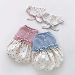 Dog Apparel Winter INS Small Scarf Floral Bubble Skirt Vest Cat Home Clothes Pet Scarves Designer Lace