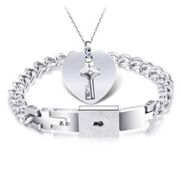 Bracelet Necklace Concentric Lock Couple Bracelet Double Buckle Student Men And Women Key Necklace Romantic Confession Tit Dhgarde265Q