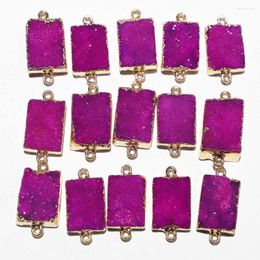 Pendant Necklaces Sell Natural Raw Stone Mei Red Fashion Crystal Electro Plated Pack With Gold DIY Hand Catenary Necklace Accessory 10Pcs