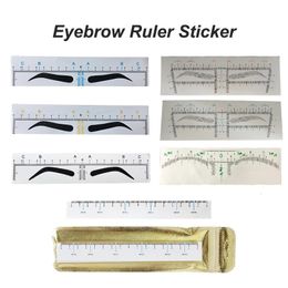 Eyebrow Tools Stencils 100pcs Disposable Eyebrow Ruler Sticker Microblading Eyebrow Stencil Permanent Makeup Brow Shaping Measuring Tools PMU Accessory 231007