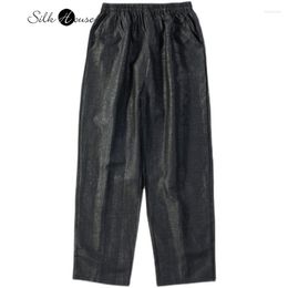 Women's Pants Silk Turtle Cracks Xiangyun Gauze Straight Silkworm Anise Black Versatile Pockets Fashion Casual